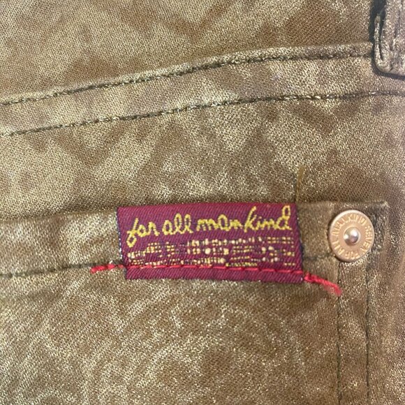 7 For All Mankind Women's Gold 28 Cropped Skinny Ankle Jeans - Picture 4 of 15